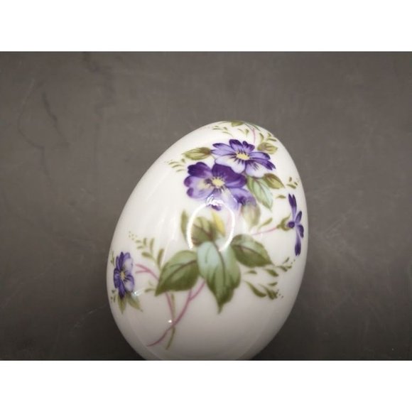 Vintage 1980's Lefton Floral Egg-Shaped Porcelain Trinket Ring Box. Made in Japa - Picture 1 of 5